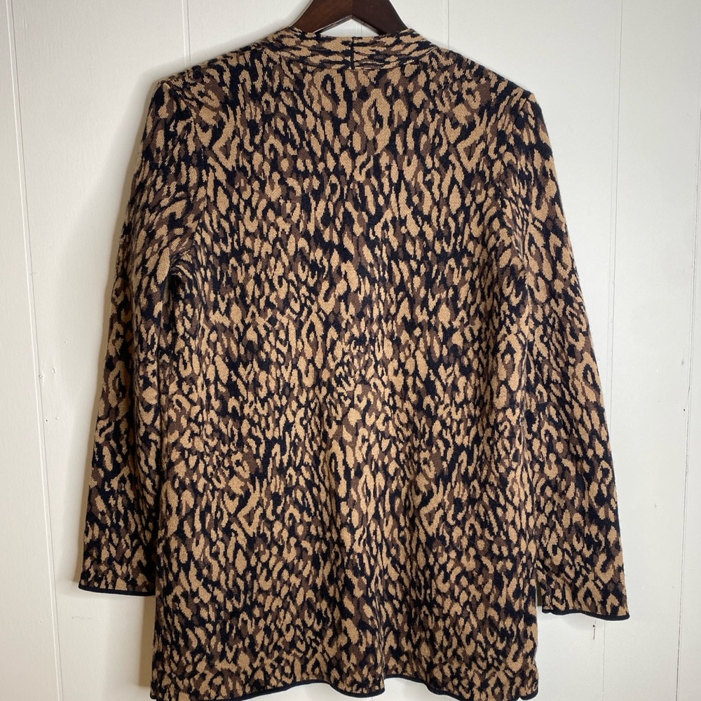 J. MCLAUGHLIN Jacqueline Cardigan 100% Merino‎ Wool Animal Print cheetah leopard - Picture 5 of 5